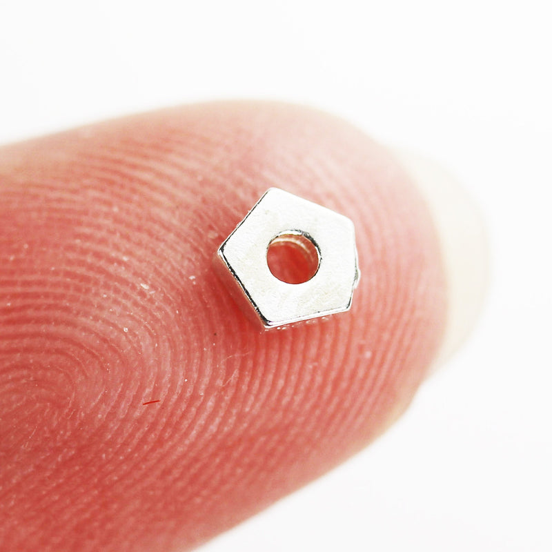 10pcs 925 Sterling Silver Pentagon Spacer Beads 4.5MM, hole 1MM