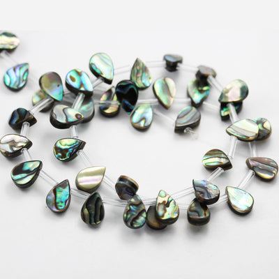 Two-Sided Abalone Shell,10*7mm Teardrop  Beads, Peacock Shell color, about 44 beads, 0.6mm hole,15.5inch