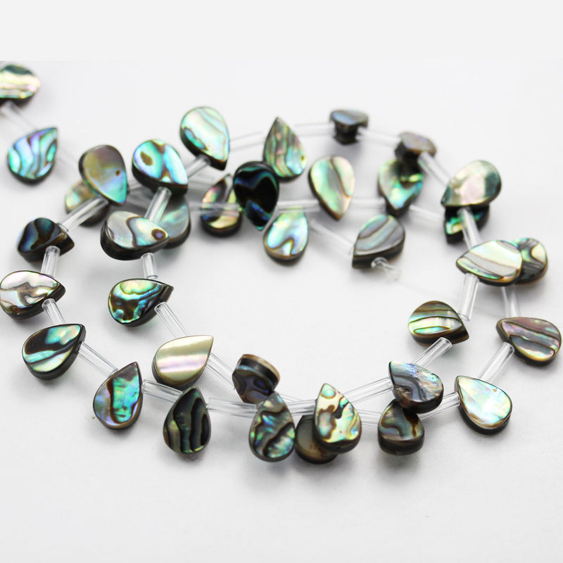 Two-Sided Abalone Shell,10*7mm Teardrop  Beads, Peacock Shell color, about 44 beads, 0.6mm hole,15.5inch