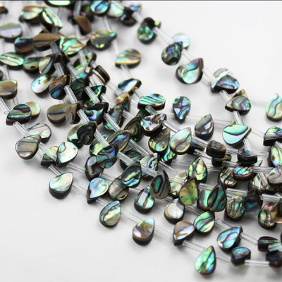 Two-Sided Abalone Shell,10*7mm Teardrop  Beads, Peacock Shell color, about 44 beads, 0.6mm hole,15.5inch