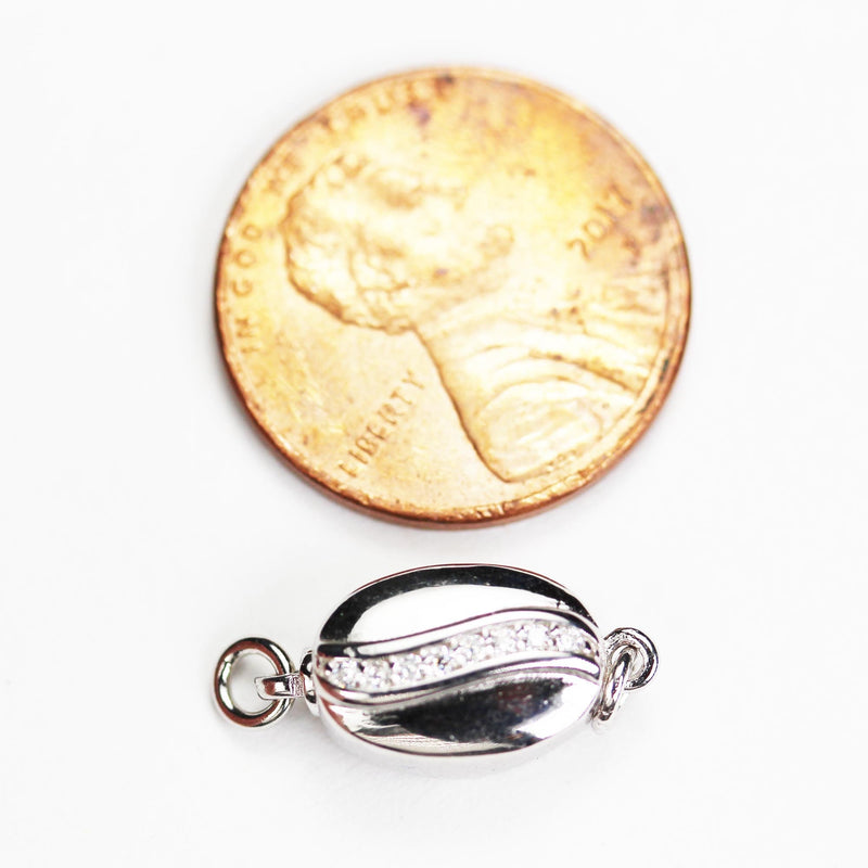 Necklace clasp 1pc 925 sterling silver jewellery findings cubic zirconia box clasp,12*8mm box with 4mm closed ring