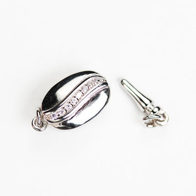 Necklace clasp 1pc 925 sterling silver jewellery findings cubic zirconia box clasp,12*8mm box with 4mm closed ring