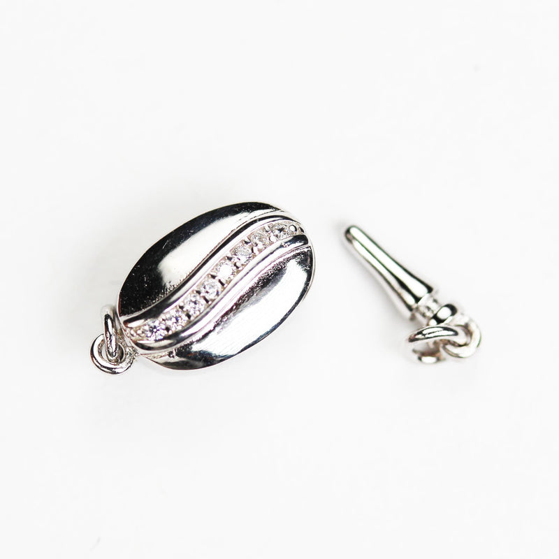 Necklace clasp 1pc 925 sterling silver jewellery findings cubic zirconia box clasp,12*8mm box with 4mm closed ring