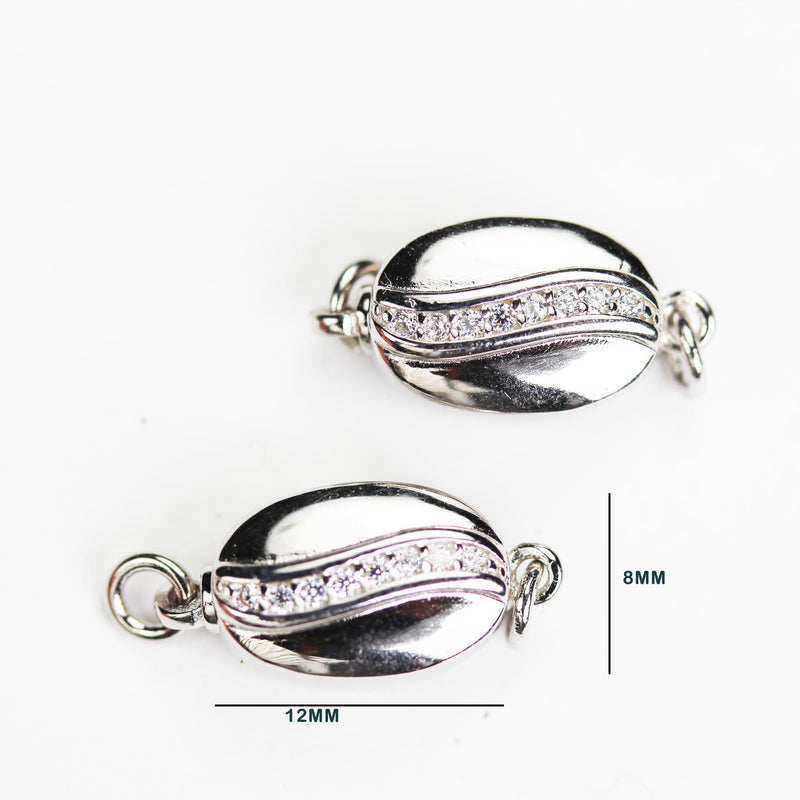 Necklace clasp 1pc 925 sterling silver jewellery findings cubic zirconia box clasp,12*8mm box with 4mm closed ring