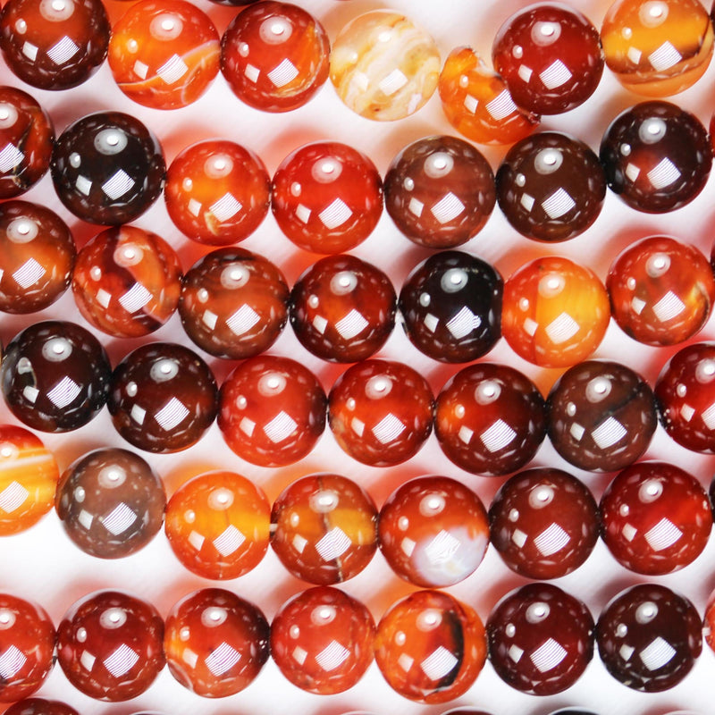 Red Brown Agate, 8mm round gemstone beads strand, one full strand , hole 1 mm, 16 inch, about 50 beads