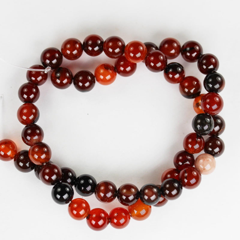 Red Brown Agate, 8mm round gemstone beads strand, one full strand , hole 1 mm, 16 inch, about 50 beads