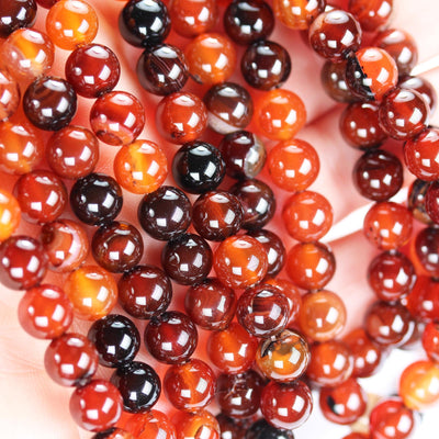 Red Brown Agate, 8mm round gemstone beads strand, one full strand , hole 1 mm, 16 inch, about 50 beads