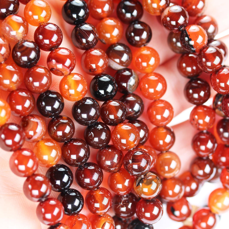 Red Brown Agate, 8mm round gemstone beads strand, one full strand , hole 1 mm, 16 inch, about 50 beads