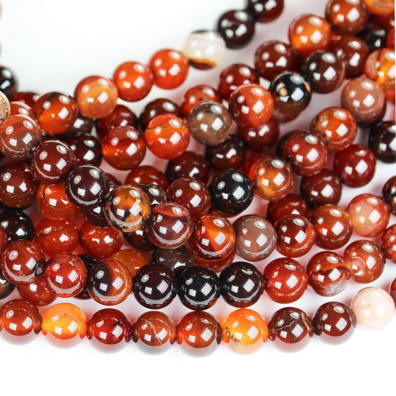 Red Brown Agate, 8mm round gemstone beads strand, one full strand , hole 1 mm, 16 inch, about 50 beads