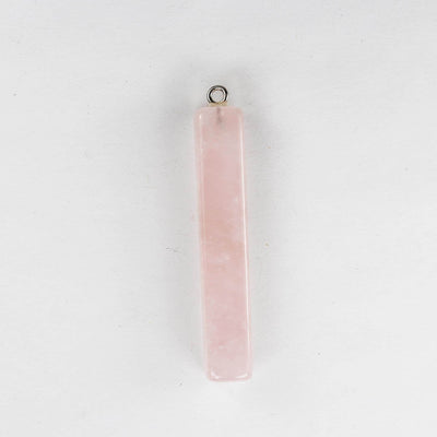 1pc 10*50mm Rectangle Tube Rose Quartz Pendant Gemstone with Silver Plated Loop Bail