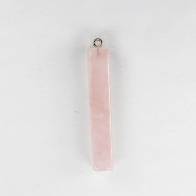 1pc 10*50mm Rectangle Tube Rose Quartz Pendant Gemstone with Silver Plated Loop Bail