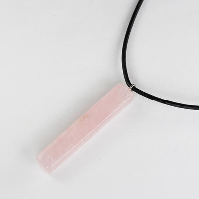 1pc 10*50mm Rectangle Tube Rose Quartz Pendant Gemstone with Silver Plated Loop Bail