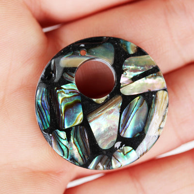 2pcs Natural Abalone Shell Pendant, Donut Shape top drilled, size 28mm, inner circle 7mm