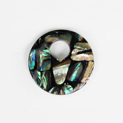 2pcs Natural Abalone Shell Pendant, Donut Shape top drilled, size 28mm, inner circle 7mm