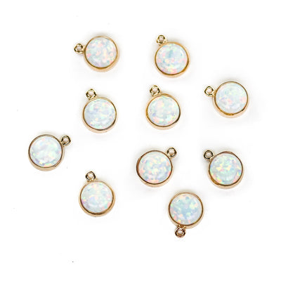 14K Gold Filled Jewellery Making Findings Charm/Pendant Beads, 4/6mm Opalite, with Ring 0.5*2.4mm,1.4mm hole