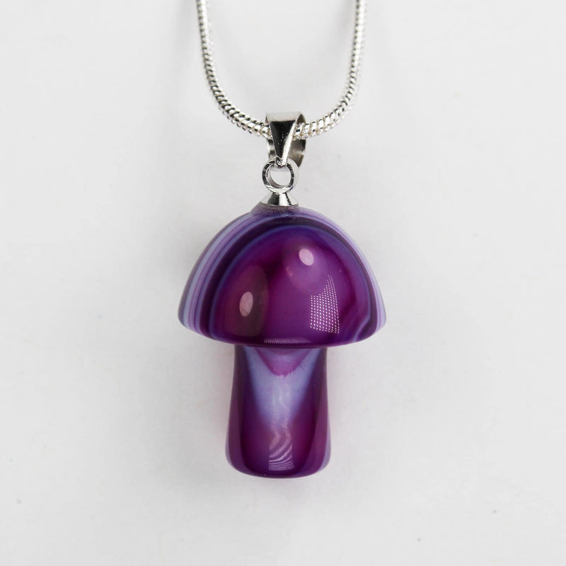 Natural Gemstone Mushroom Pendant, Aventurine, rose quartz, dyed