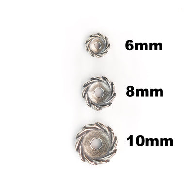 Spacer beads 6/8/10mm 925 antique sterling silver jewellery findings wheel round spacer beads, 1.5/2/2.5mm thick, hole 1/1.5/2mm
