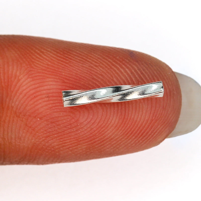 Silver tube beads 10pcs 12*1.5mm 925 sterling silver jewellery findings tube beads, hole 1mm