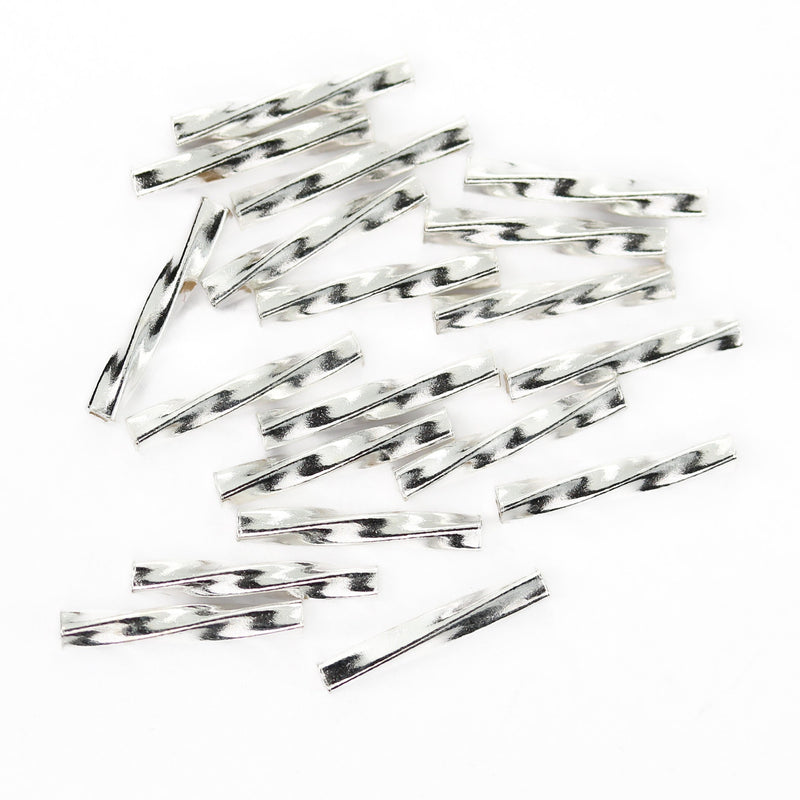 Silver tube beads 10pcs 12*1.5mm 925 sterling silver jewellery findings tube beads, hole 1mm