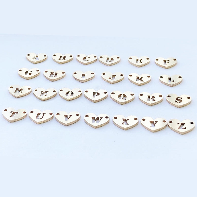14K Gold Filled Disc Initial Connector Capital Heart Letter Charm for Permanent Jewelry Bracelet Dainty Personalized Disc Necklace