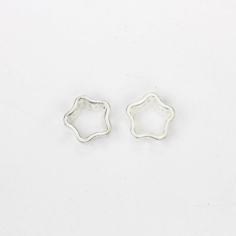 Star frame beads 2pcs 925 sterling silver jewellery findings center hole beads 10mm star 4mm high 2mm hole charm for earring bracelet