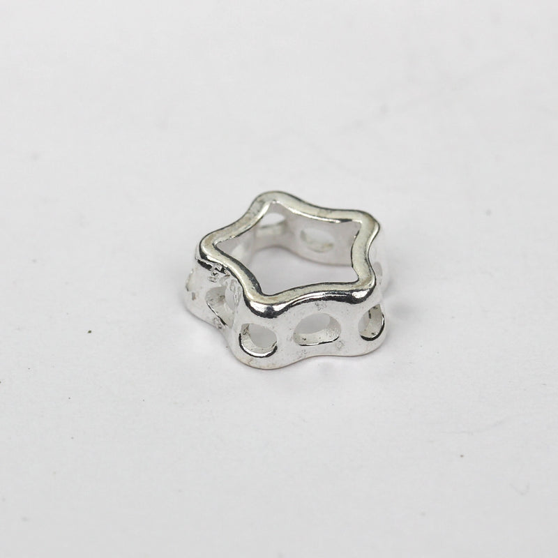 Star frame beads 2pcs 925 sterling silver jewellery findings center hole beads 10mm star 4mm high 2mm hole charm for earring bracelet