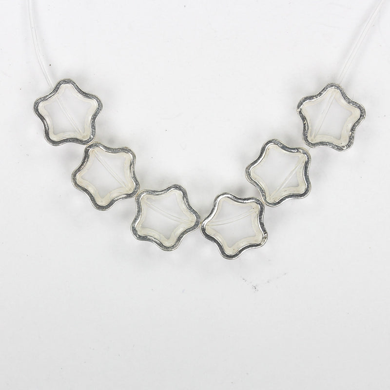 Star frame beads 2pcs 925 sterling silver jewellery findings center hole beads 10mm star 4mm high 2mm hole charm for earring bracelet