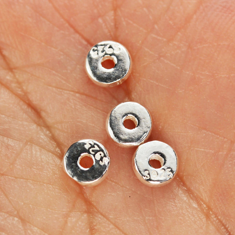Silver Spacer Beads 8pcs 5mm 925 Sterling Silver Jewellery Findings Rondelle Donut Spacers, 1.5mm Thick, Hole 1mm