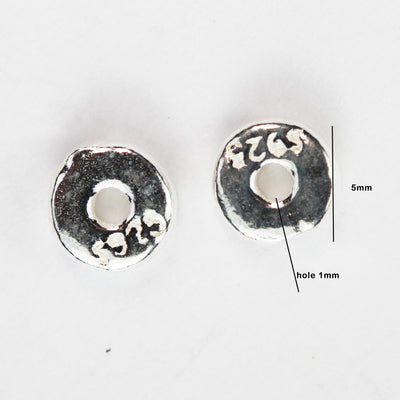 Silver Spacer Beads 8pcs 5mm 925 Sterling Silver Jewellery Findings Rondelle Donut Spacers, 1.5mm Thick, Hole 1mm