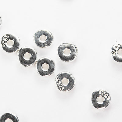 Silver Spacer Beads 8pcs 5mm 925 Sterling Silver Jewellery Findings Rondelle Donut Spacers, 1.5mm Thick, Hole 1mm