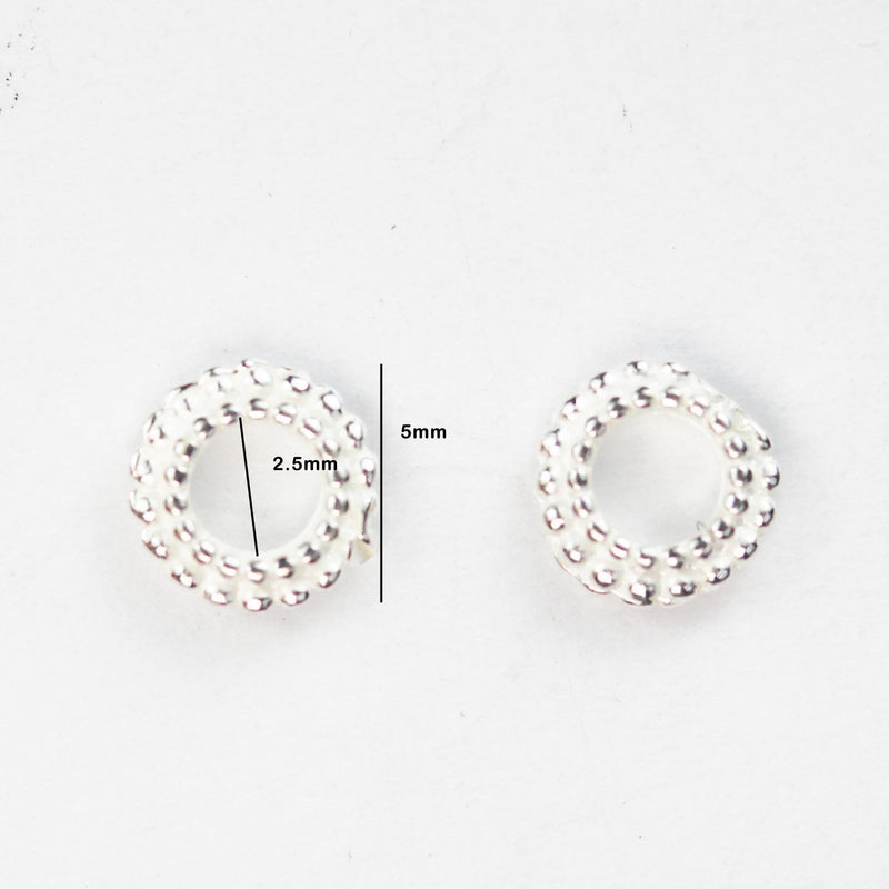 10pcs Jewellery Findings Circle Spacers, 925 Sterling Silver,5mm Diameter, 1.5mm Thick, Hole 2.5mm