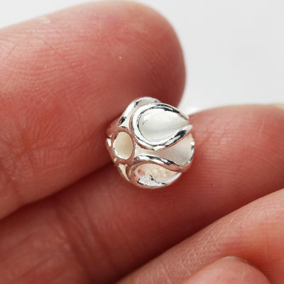Silver Beads 2pcs 8mm Ruffles Beads Jewellery Findings, 925 Sterling Silver, Hole 2mm