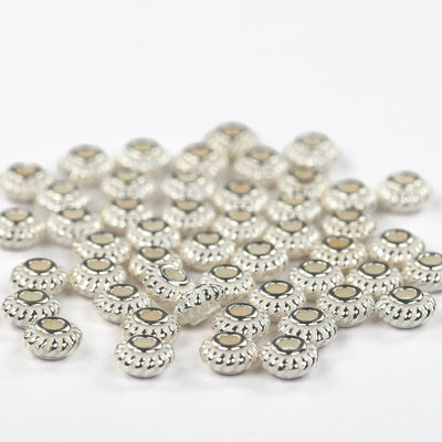 Silver Spacer Beads 10pcs 925  Sterling Silver Jewellery Findings Rondelle Spacer Beads, 4mm Diameter, 2mm Thick, Hole 1mm
