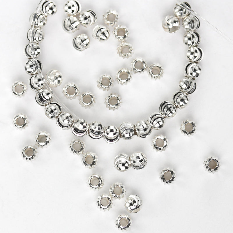 30pcs Silver Spacer Beads 925  Sterling Silver Jewellery Findings Round Spacer Beads, 3mm, Hole 1mm