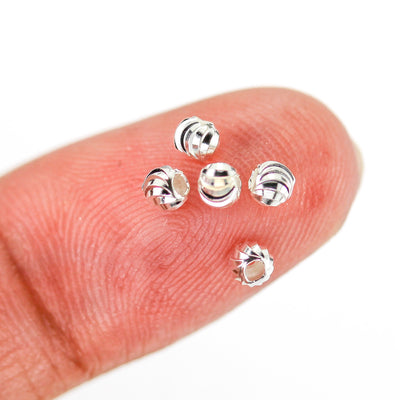 30pcs Silver Spacer Beads 925  Sterling Silver Jewellery Findings Round Spacer Beads, 3mm, Hole 1mm