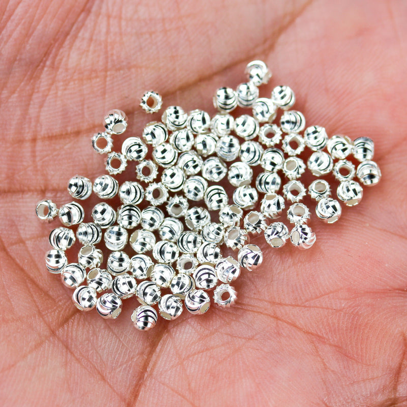 30pcs Silver Spacer Beads 925  Sterling Silver Jewellery Findings Round Spacer Beads, 3mm, Hole 1mm