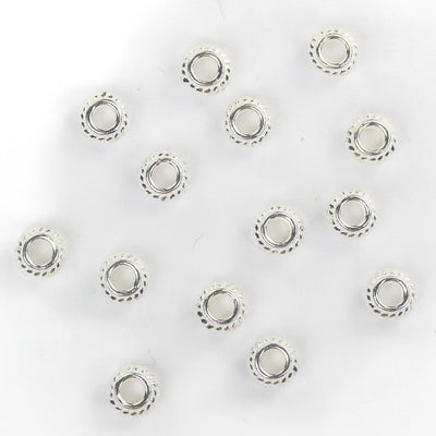 Silver Spacer Beads 10pcs 925  Sterling Silver Jewellery Findings Rondelle Spacer Beads,5mm Diameter, 3mm Thick, Hole 2.5mm