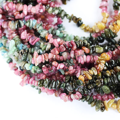 Tourmaline, 6-8mm Natural nugget shape Gemstone Chips, One full strand , 16 inch , 0.8mm hole