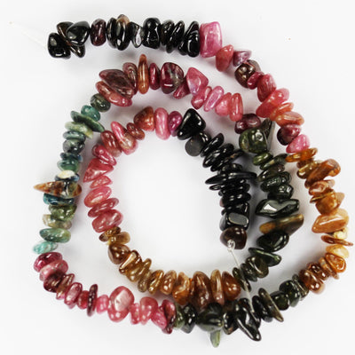 Tourmaline, 6-8mm Natural nugget shape Gemstone Chips, One full strand , 16 inch , 0.8mm hole
