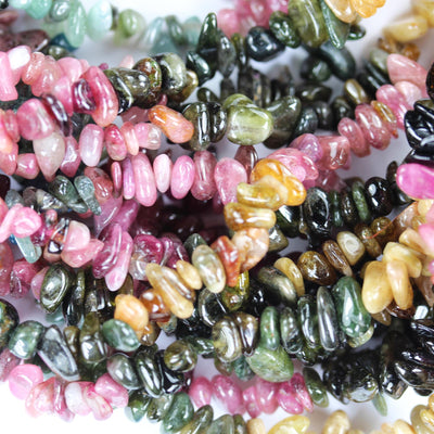 Tourmaline, 6-8mm Natural nugget shape Gemstone Chips, One full strand , 16 inch , 0.8mm hole