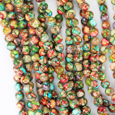Multicolored Impression Jasper, 8mm round blue jasper gemstone, one full strand beads, 16inch, about 50 beads, 1mm hole