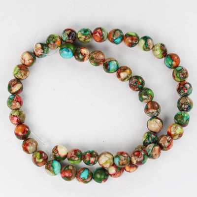Multicolored Impression Jasper, 8mm round blue jasper gemstone, one full strand beads, 16inch, about 50 beads, 1mm hole