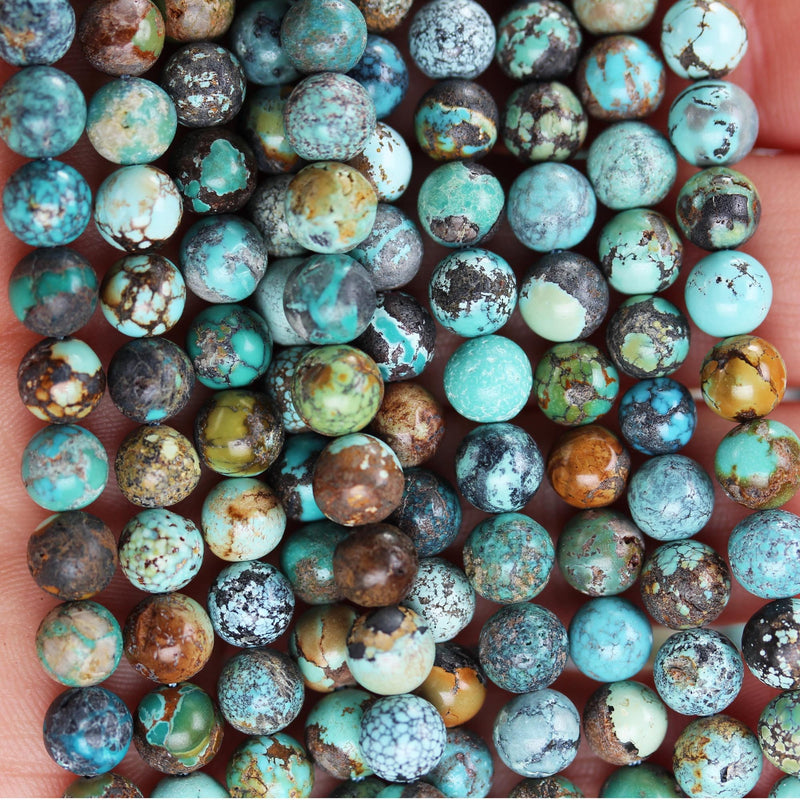 Natural Turquoise gemstone, 6mm round natural gemstone strand, 15.5inch, 1mm hole, about 60pcs