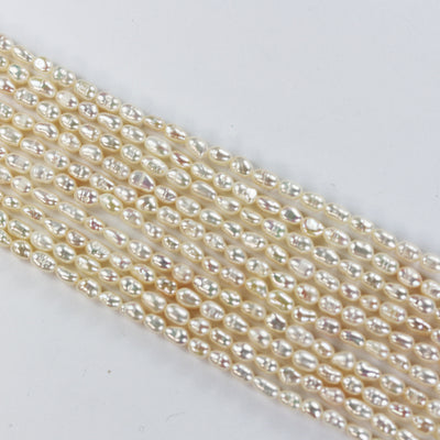 Freshwater Pearl Strand, White, 3mm*4-5mm potato shape, 14 inches, 0.6mm hole, about 80pcs pearl