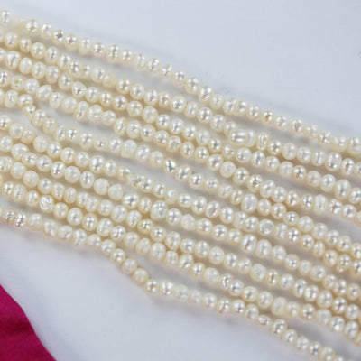 Freshwater pearl strand, white, 2.5mm potato shape, 14 inches, 0.5mm side drilled hole, about 150pcs pearl