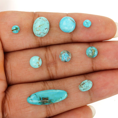 Natural Turquoise Loose Cabochon Gemstone, Green & Brown Color, Round 4mm/6mm/8mm, Oval 5mm*7mm/8m*10mm/7mm*20mm