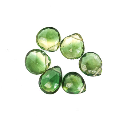 Natural Peridot, 7mm*6mm Loose Natural Faceted Teardrop Shaped Gemstone, 2pcs Beads , 0.6mm Hole, Top Drilled