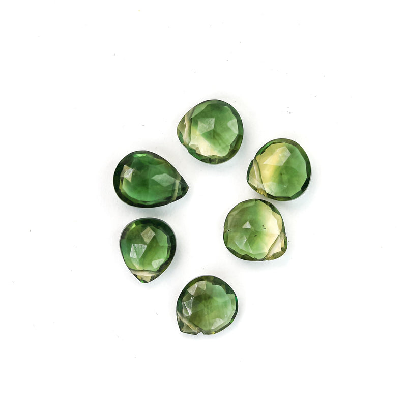 Natural Peridot, 7mm*6mm Loose Natural Faceted Teardrop Shaped Gemstone, 2pcs Beads , 0.6mm Hole, Top Drilled