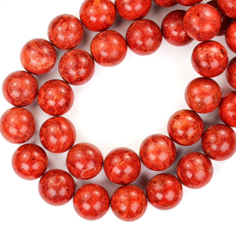 20mm Natural Red Sponge Coral, Round Gemstone,5pcs Beads , 1mm Hole, Center Drilled