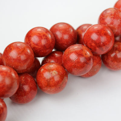 20mm Natural Red Sponge Coral, Round Gemstone,5pcs Beads , 1mm Hole, Center Drilled